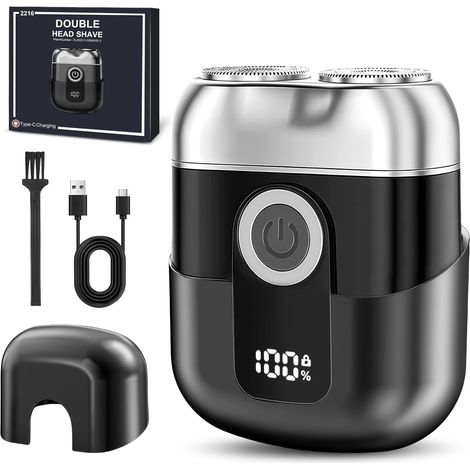 Rasoir Électrique Homme, Portable Shaver, Rasoir de Poche Rechargeable, Usage Sec/Humide, Imperméable, Rasoir Portable Sans Fil, pour Maison, Voyages (1/5)