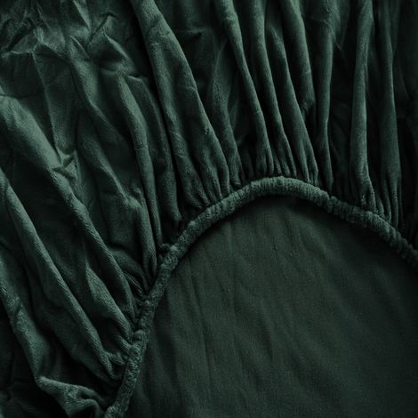 Drap housse « BEAR » 160x200+28 vert bouteille (1/4)