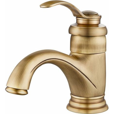 Robinet Salle de Bain Rétro, Moderne Robinet de Lavabo avec Chaude et Froide Réglable, Laiton 1/4\'\' (1/5)