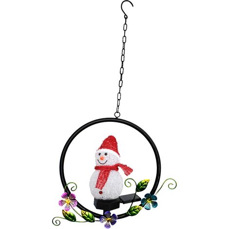 Adorno colgante de muñeco de nieve para jardín, ideal para balcones y jardines, una elegante decoración para interiores y exteriores y un regalo de Navidad perfecto. (1/5)