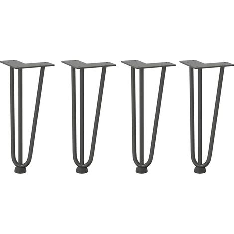 Lot de 4 pieds en épingle à cheveux pour table basse 30 cm avec patins réglables style moderne en acier massif anthracite