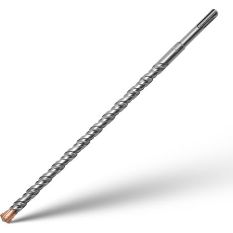 Foret SDS Plus Mèche à Béton 4 Pointes en Carbure Foret Carrelage à Percussion Électrique SDS Plus pour Perforateur Forets Transversaux Brique Pierre Naturelle Métal 14mm x 350mm (1/5)