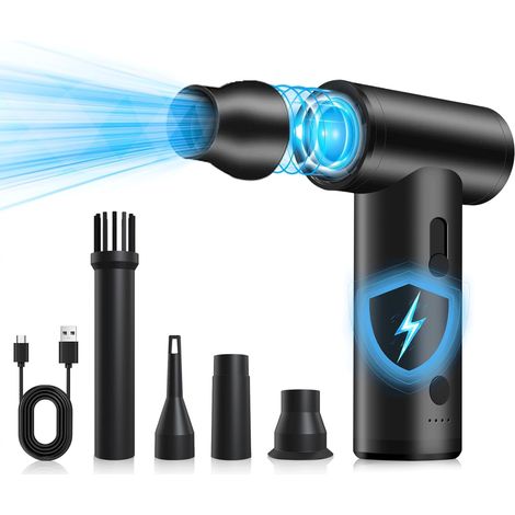 Soffiatore ad aria compressa MERTTURM USB-C, potente aspiratore elettrico in lega di alluminio da 120000 giri/min, spolverino ad aria compressa, velocità regolabile per PC/tastiera/auto/esterno/casa (1/5)