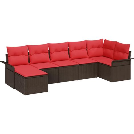 Gartensofa-set mit Kissen Braun Poly-Rattan vidaXL