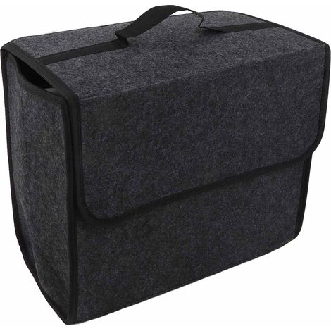 Organizzatore per bagagliaio di colore grigio scuro, contenitore pieghevole per il carico, con base antiscivolo, ideale per auto e SUV.