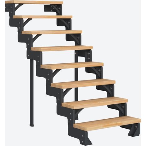 Dolle Modultreppe Gardentop Innen Buche 8 Stufen 144-176cm Geschosshöhe 85cm Stufenbreite ohne Geländer (1/4)