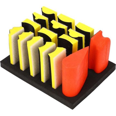 16PCS Blocs de ponçage à main Bloc de polissage auto-adhésif pour le travail du bois (1/4)
