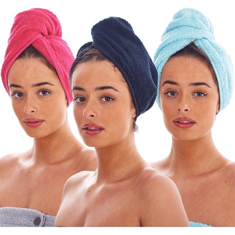 Turban Keanu Bomullshandduk, lot de 3, taille unique, noir/fuchsia/turquoise (1/5)