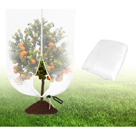 Filet Anti-Insectes 2 x 2,4 m, Filet de Protection pour Arbres Fruitier et Plantes, avec Fermeture Éclair et Cordon de Serrage