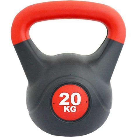 KETTLEBELL PVC REMPLI DE CIMENT - POIDS 20KG - ROUGE ET NOIR