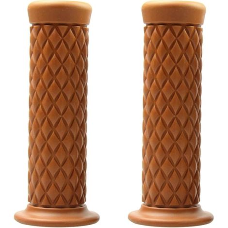 2 Pièces Poignée De Guidon Moto, Poignées Moto Universelles Poignées De Guidon Antidérapant en Caoutchouc, Moto Poignées Souple Caoutchouc pour Scooter Quad Cruiser Off Road(Marron-Clair)