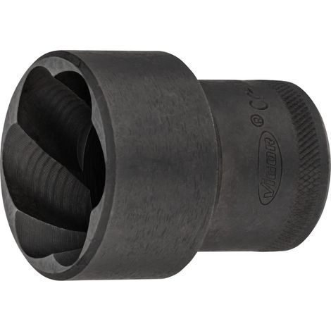 VIGOR Spiralnutenausdreher-Einsatz, 1/2 (12,5 mm) Vierkant hohl, Außen Schraubenausdreher Profil, SW 32 mm (1/4)