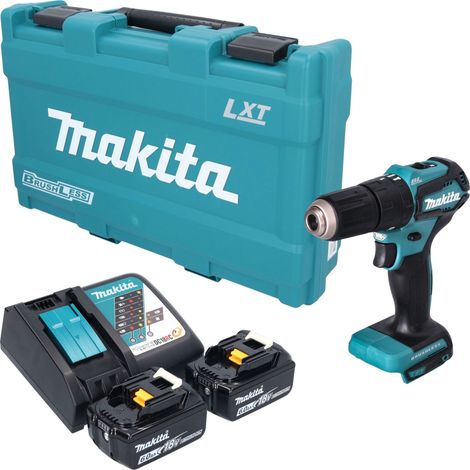 Taladro atornillador de percusión a batería Makita DHP 483 RGK de 18 V, 40 Nm, sin escobillas + 2 baterías de 6,0 Ah + cargador + maletín (1/5)