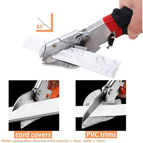 Multi-Angle Miter Shears with 45-135 Degree Adjustable Angle Cutting Scissors for PVC Cord Cover Skirting Moulding Quarter Round Trim Tile Edge (1/3)