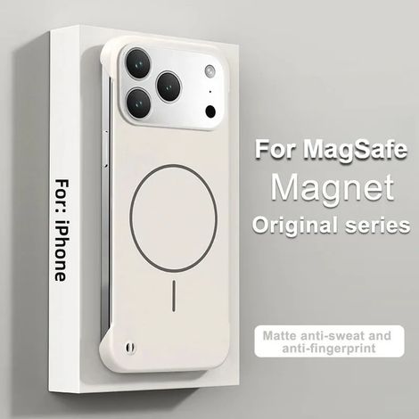 (Blanc, iPhone 16 Pro Max) Coque de protection thermique mate rigide, ultra-mince, sans bordure, au toucher doux, avec fixation magnétique MagSafe. (1/5)