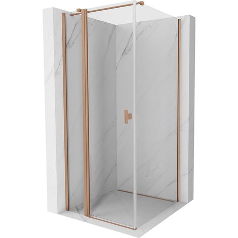 Mexen Mist T cabina de ducha abatible 70 x 70 cm, transparente, cobre cepillado - 8A4T-070-070-65-00 (1/5)