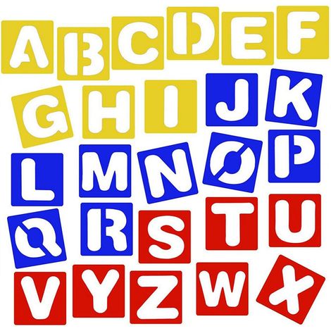 Pochoir Alphabet - Lettres A à Z en Polypropylène - Pour Peinture et Apprentissage - 26 Pièces (1/5)