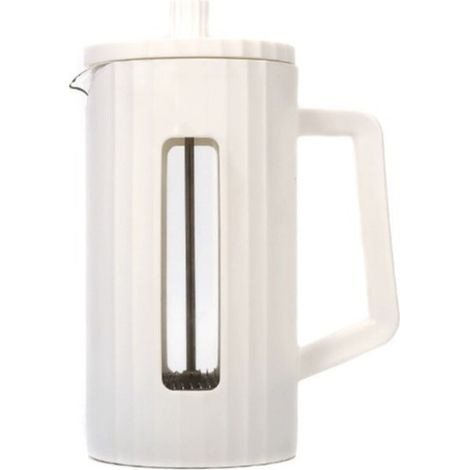 Caffettiera a pressa (1 litro/34 oz) - Caffettiera a pressa in plastica - Caffettiera, macchina per il tè, infusore per caffè e tè - Macchina da caffè leggera per viaggi e campeggio - Bianca