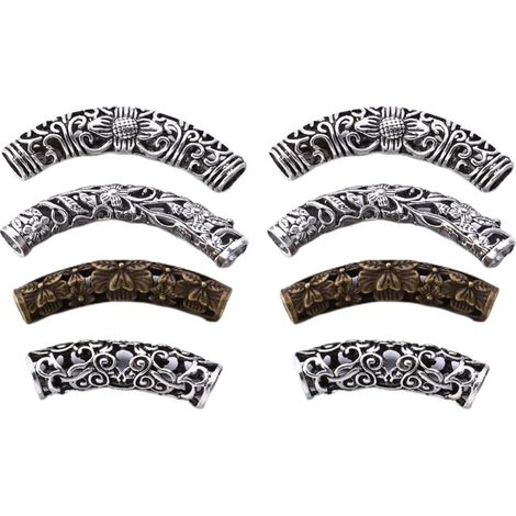 8 Pieces Vintage Decorative Alloy Hair Tubes (1/5)