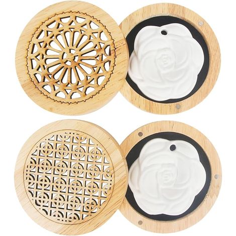 Diffuseur D'huiles Essentielles avec Boîte en Bois Fleur Plâtre Diffusion Naturelle Parfum pour Salon Salle de Bain et la Chambre Bureau (1/5)