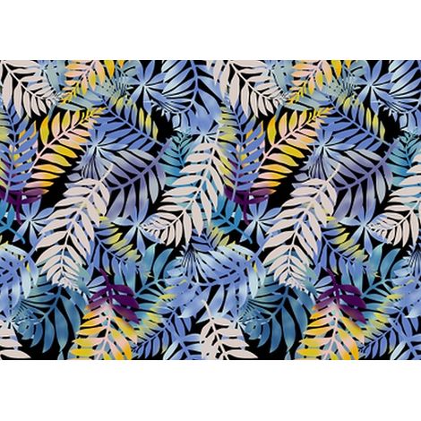 Outdoor dekostoffe oxford - Motiv blaue Blätter I DR132 (1/5)