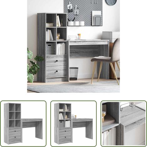 Bureau moderne - Bureau avec tiroir 2 pcs Gris Sonoma (1/5)