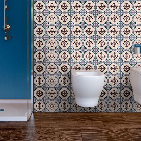 Sticker Mural Carrelage adhésif Cuisine Salle de Bain - 30 STICKERS CARRELAGES AZULEJOS IONIA - 30stickers10x10cm (1/5)