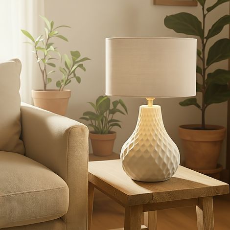 Lámpara de Mesa de Cerámica Blanca Serie ALONDRA (1/5)