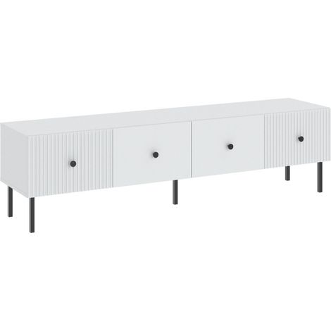 MEUBLE TV VIENA - 180 CM - 2 portes Blanc - Noir