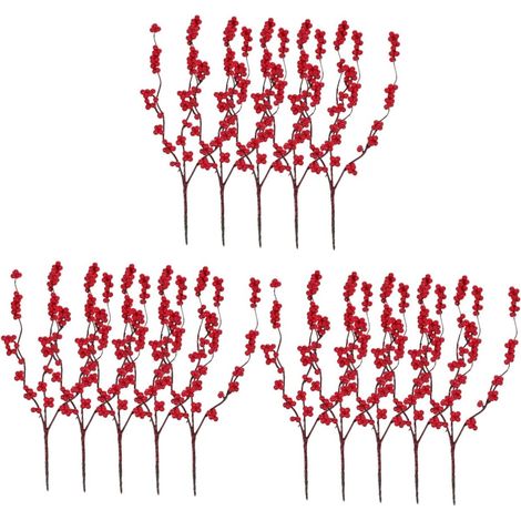 Lot De 3 Tiges De Baies Artificielles Réalistes De Noël De Baies Rouges pour Décorations Accessoires De Couronne d'arbre De Noël 5 Pièces X 3 (1/5)