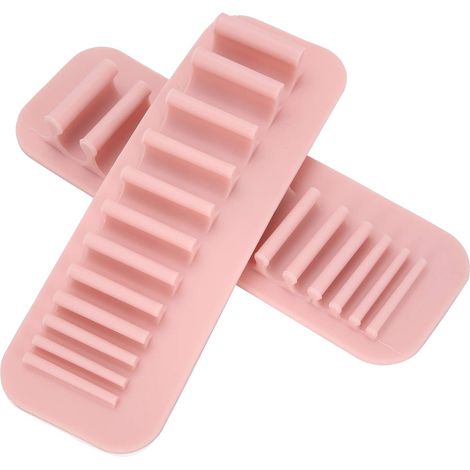 Juego de 2 escurridores de silicona de pared para cepillos de maquillaje y dentales: óptimo ahorro de espacio. (1/5)