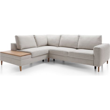 Ecksofa L-Form, Schlaffunktion und Bettkasten, langer Schenkel rechts ADANA-155 beige-grau, B/H/T: ca. 260/90/204 cm (1/5)