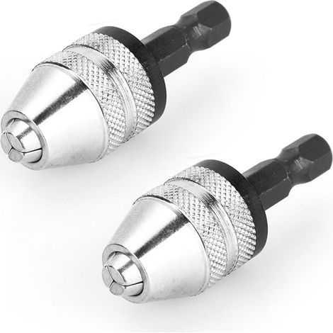 2 Pcs Mandrin perceuse sans clé 1/4 pouce 0.3-3.6mm adaptateur queue hexagonale HSS convertisseur pour visseuse à chocs (1/5)