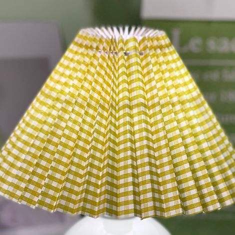 Abat-Jour, E27 Plissé Grande Lampe Anti éblouissante Lampe de Table Abat-Jour Tissu Chambre Abat-Jour pour Bureau Domestique(Abat-Jour Treillis Jaune)