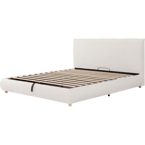 Polsterbett 180x200 cm mit hydraulischem Stauraum, Lattenrost & Bouclé-Kopfteil HOMVRA (1/4)