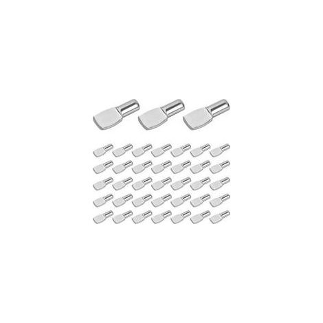 Lot de 50 Taquet Etagere 5mm, Support Fixation Placard en Forme Cuillère Nickelée, Supports Plaque Métal Nickelé, pour Armoire Meuble Armoires Cuisine Étagères - (1/5)
