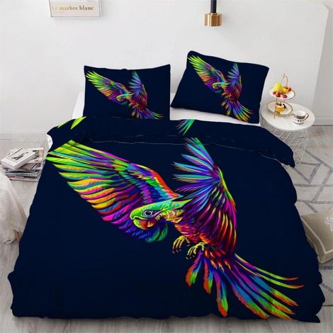 Bettwäsche-Set 155x220cm 3-teilig Mikrofaser mit Reißverschluss Papagei Motiv
