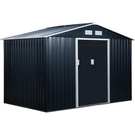 Casetta Box da Giardino 277x195x192 cm in Acciaio e PP Grigio (1/5)
