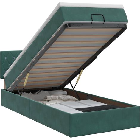 Maison Exclusive - Letto ottomano con materasso Verde Scuro 90 x 200 cm Velluto (1/5)
