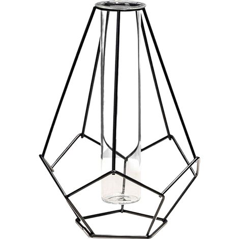Vase en métal, support en verre, vase décoratif géométrique en verre, grand vase moderne idéal pour décorer la maison, un mariage ou un bureau. (1/5)