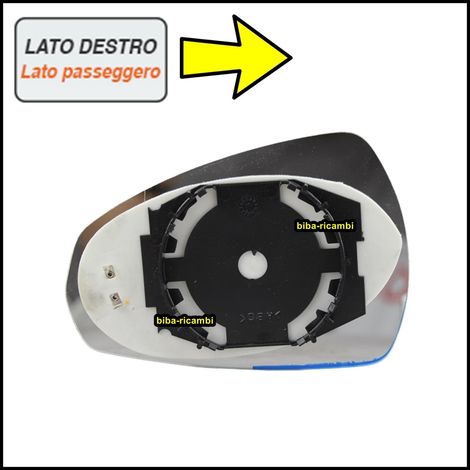 Piastra vetro specchietto termico asferico lato dx-passeggero audi a3 artB-026