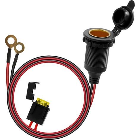 Allume Cigare Imperméable 12V-24V Prise Socket pour Voiture Bateau Moto avec Câble Rallonge 1m et Porte-Fusible (1/4)
