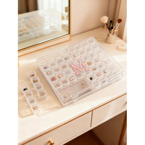 Boîtes de rangement en plastique mini à 56 cases, avec couvercles, boîte transparente pour ranger perles, boucles d'oreilles, bagues, accessoires de nail art, fournitures pour bijoux et artisanat, cad (1/5)