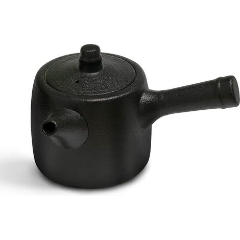 Théière classique japonaise en céramique Yan Hou Tang, 300 ml (10,14 fl oz), avec poignée latérale, infuseur et passoire, noire - Idéale comme petit cadeau d'affaires ou d'inspiration kung-fu.