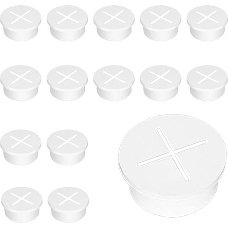 Lot de 15 passe-câbles en silicone flexible - 25 mm - Convient pour meubles, bureau, table de conférence - Blanc (1/5)