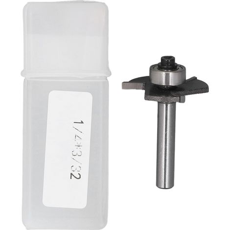 Fraise à rainurer en T à 3 dents, queue de 6,35 mm (1/4 po), hauteur de coupe de 2,4 mm (3/32 po), rail avec roulement pour le rainurage