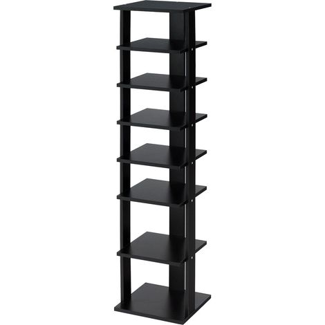 Zapatero de 7 niveles que ahorra espacio 27 x 26 x 110 cm diseño moderno para un almacenamiento práctico MDF negro 200012818