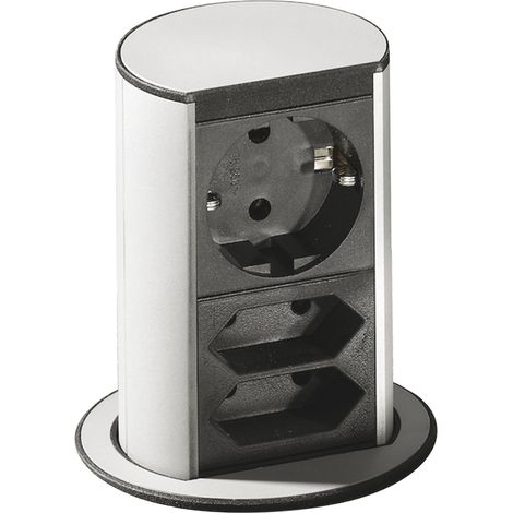 Steckdosenelement Elevator 1 x Schuko.- 2x Eurosteckdose, Edelstahl Effekt (1/5)