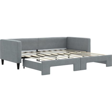 Tagesbett Ausziehbar Hellgrau 100x190 cm Stoff vidaXL (1/5)
