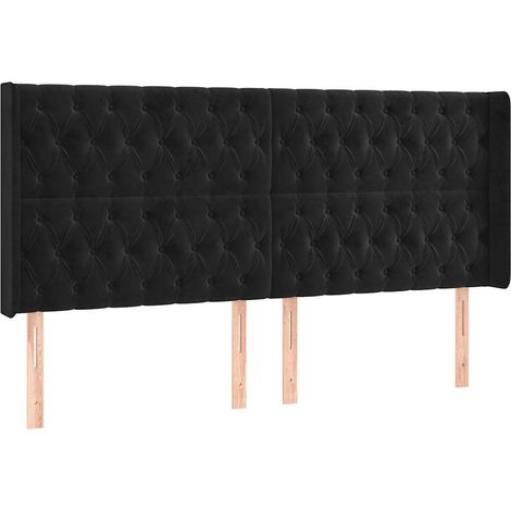 vidaXL Cabecero con orejas de terciopelo negro 203x16x118/128 cm (1/5)